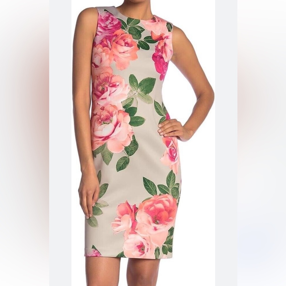 Calvin Klein Floral Pink and Green Dress